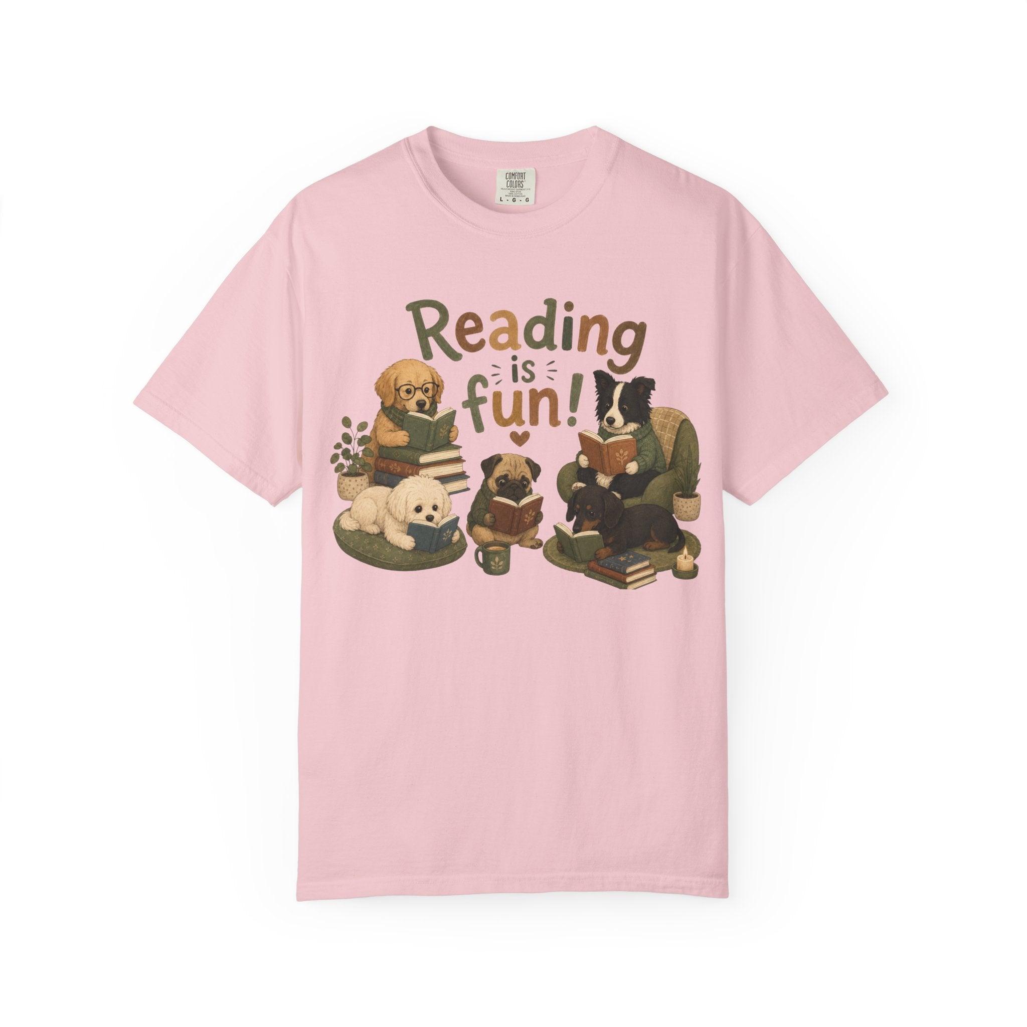 Reading Is Fun dogs reading T-Shirt | Cute Book Lover Tee