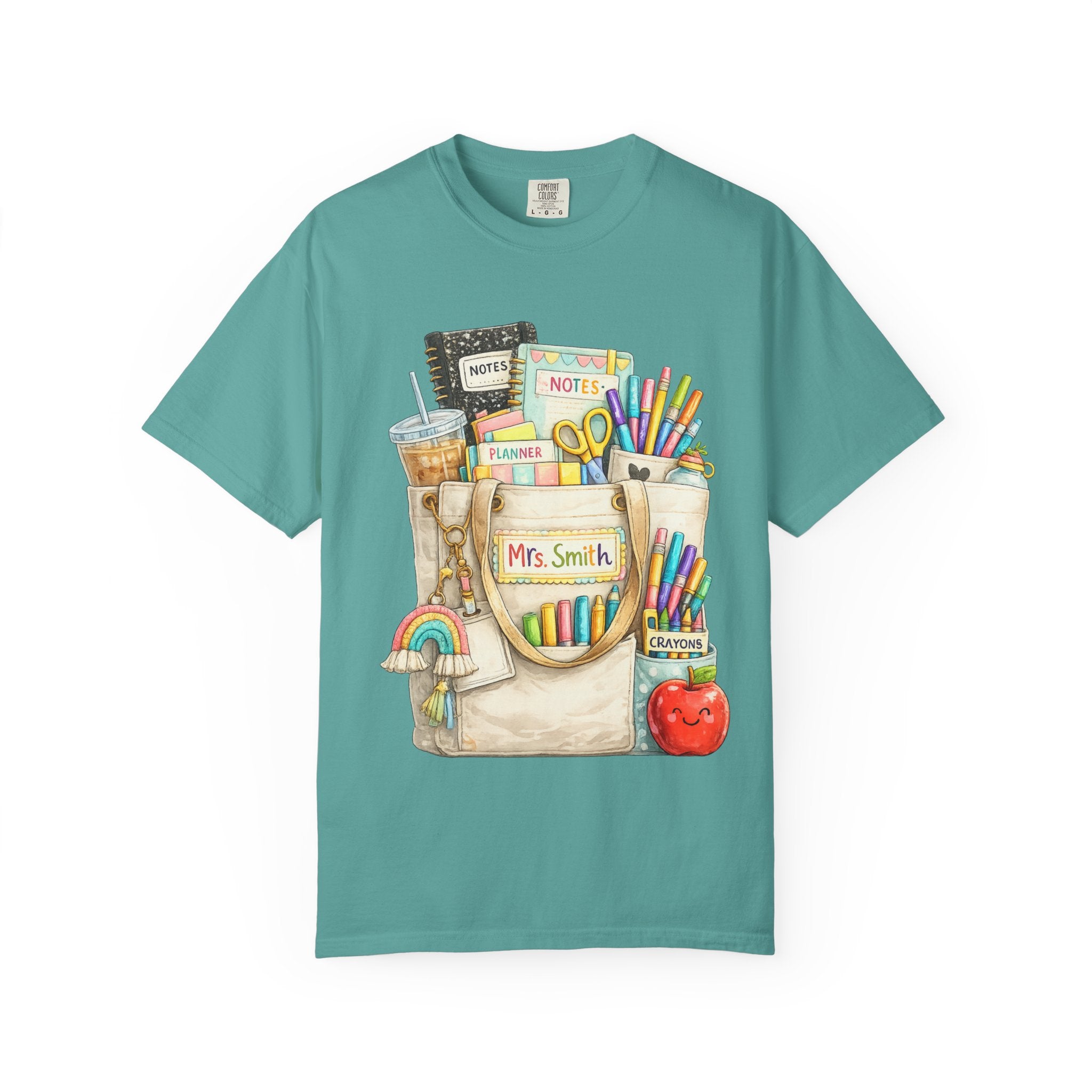 Teacher Pocket Art Tote of School Supplies T-shirt | Classroom Teacher Design