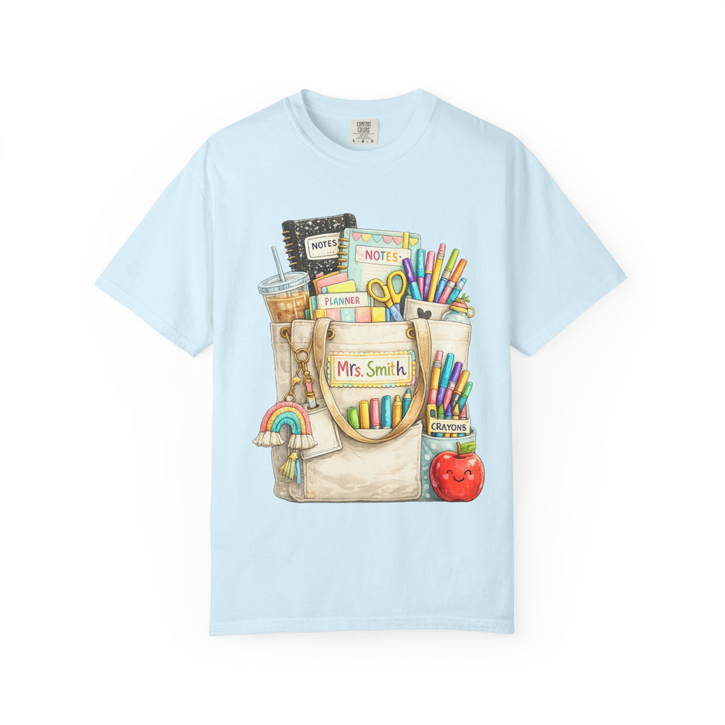 Teacher Pocket Art Tote of School Supplies T-shirt | Classroom Teacher Design