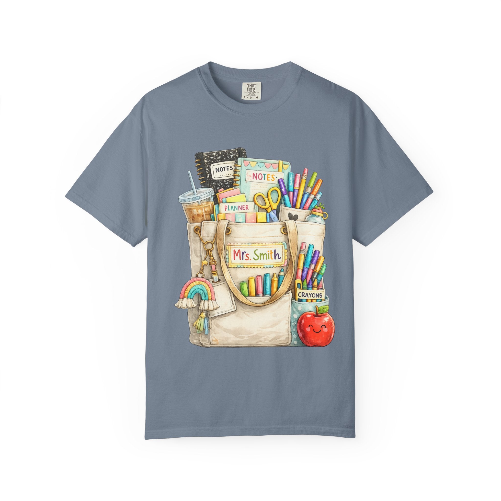 Teacher Pocket Art Tote of School Supplies T-shirt | Classroom Teacher Design
