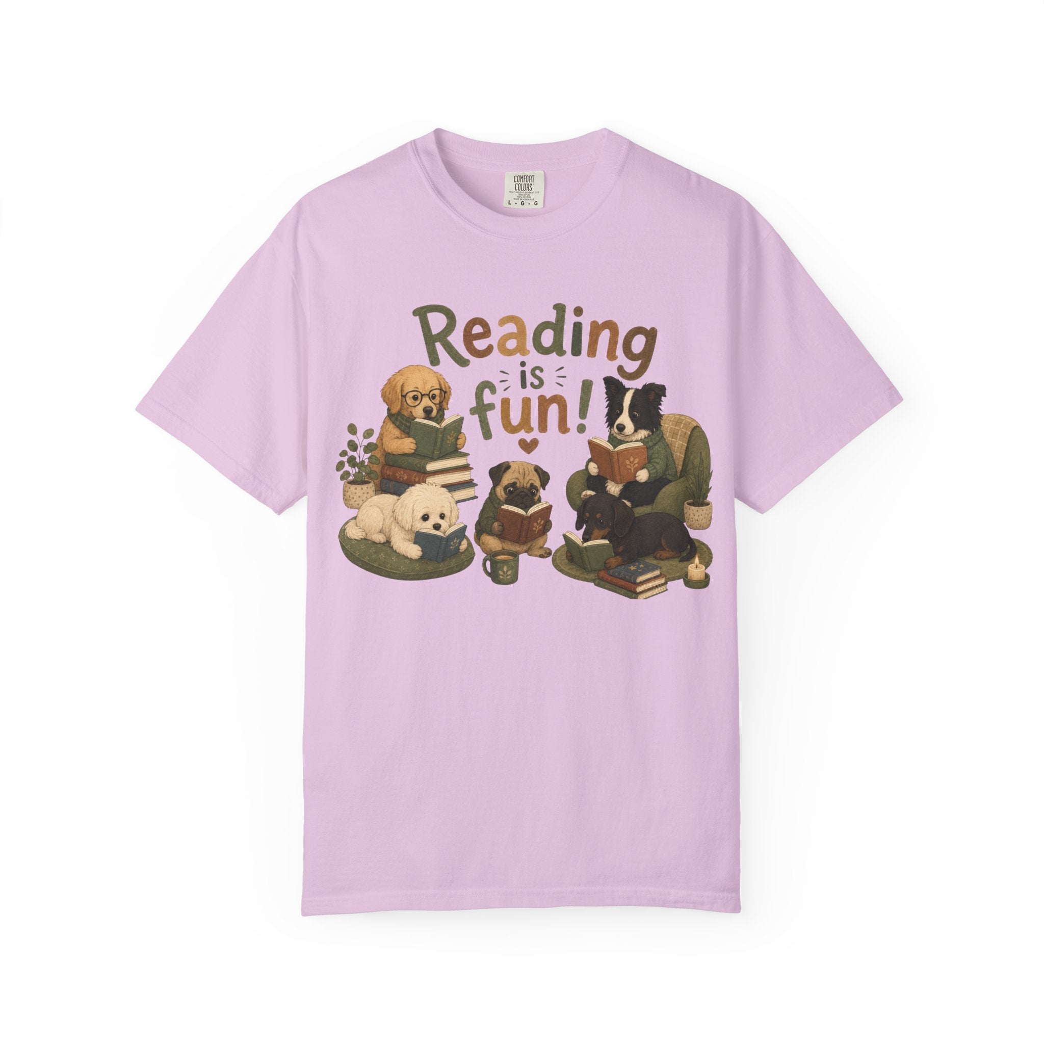 Reading Is Fun dogs reading T-Shirt | Cute Book Lover Tee