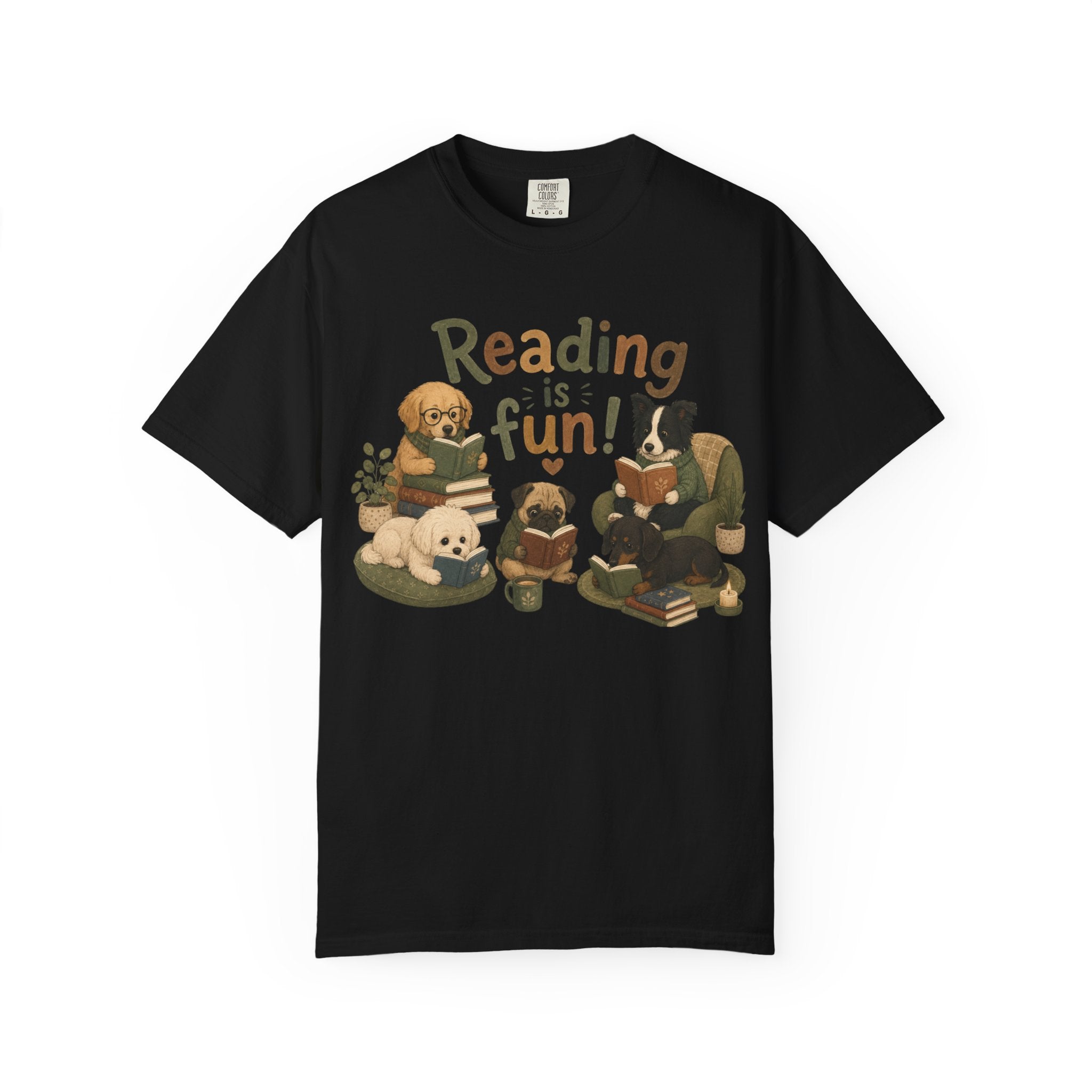 Reading Is Fun dogs reading T-Shirt | Cute Book Lover Tee