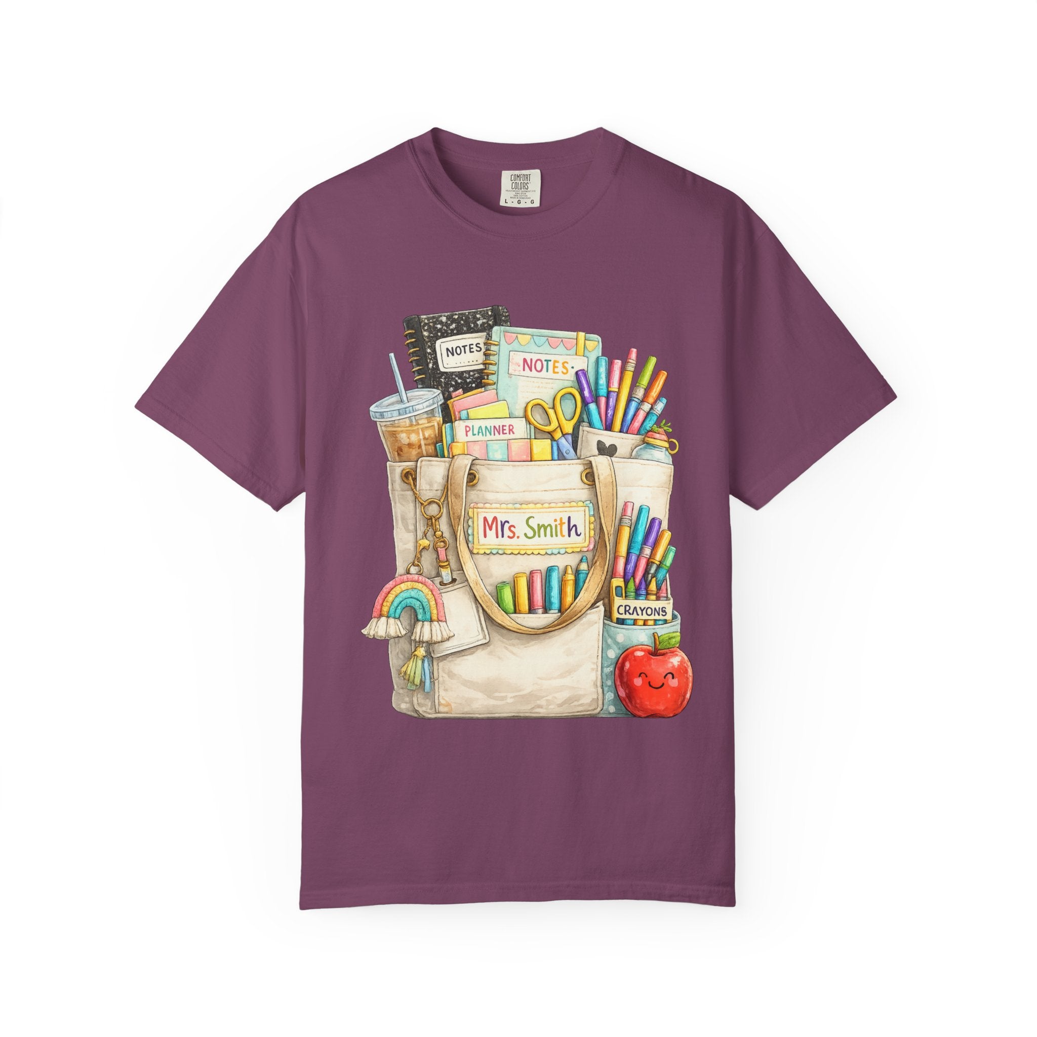 Teacher Pocket Art Tote of School Supplies T-shirt | Classroom Teacher Design