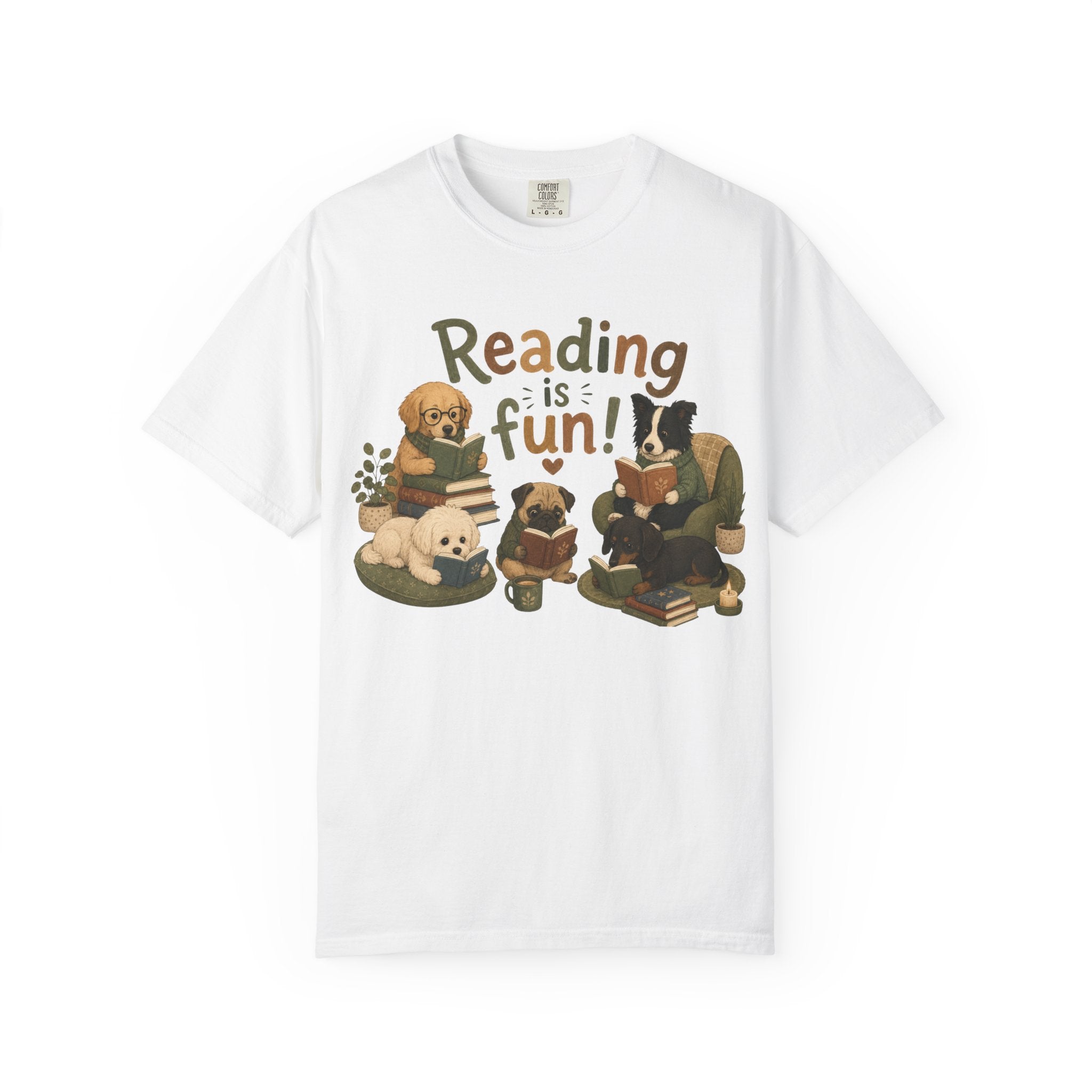 Reading Is Fun dogs reading T-Shirt | Cute Book Lover Tee