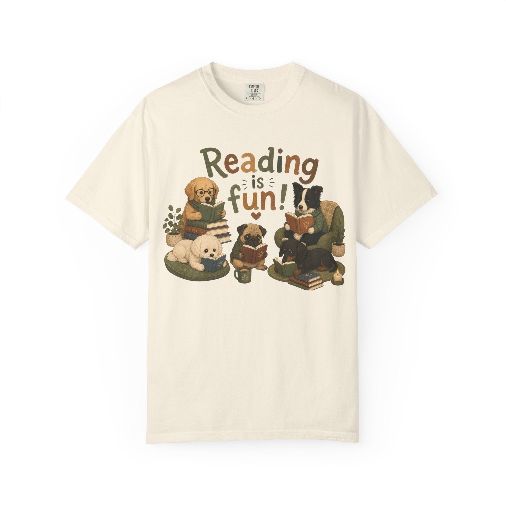Reading Is Fun dogs reading T-Shirt | Cute Book Lover Tee