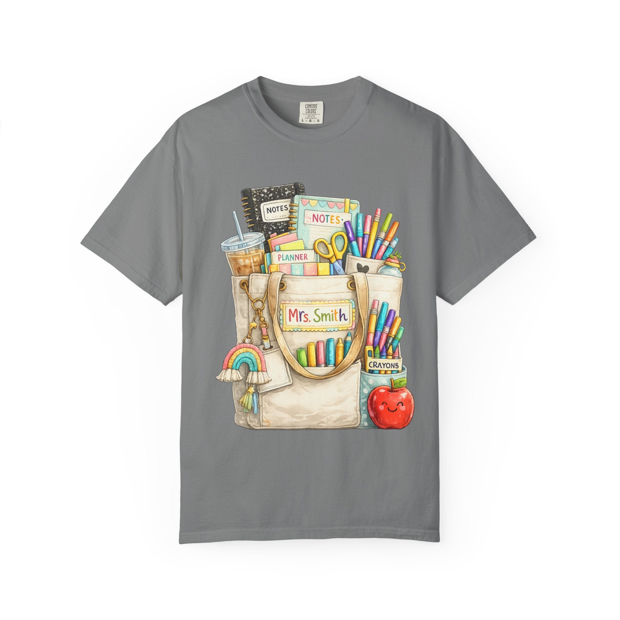 Teacher Pocket Art Tote of School Supplies T-shirt | Classroom Teacher Design