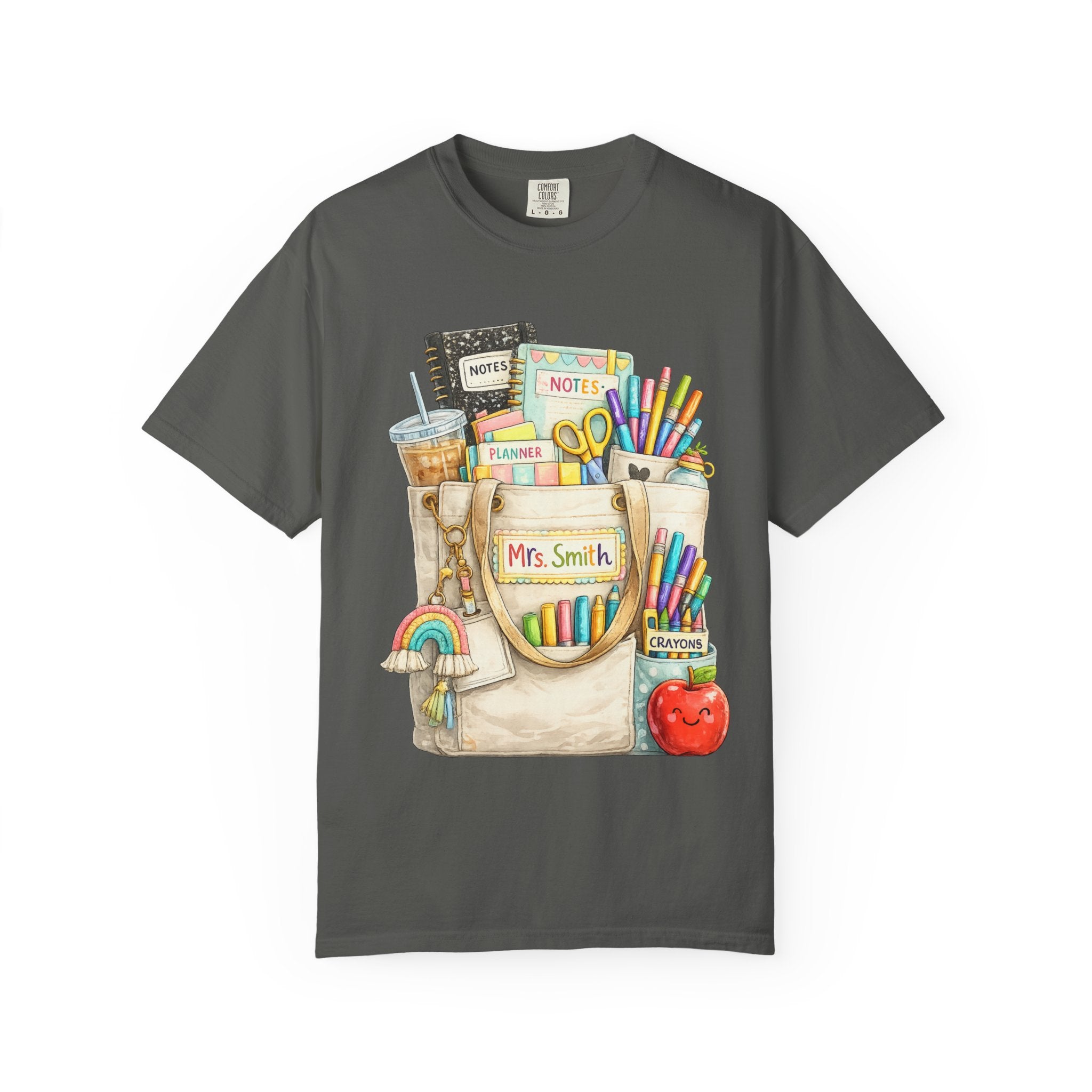Teacher Pocket Art Tote of School Supplies T-shirt | Classroom Teacher Design