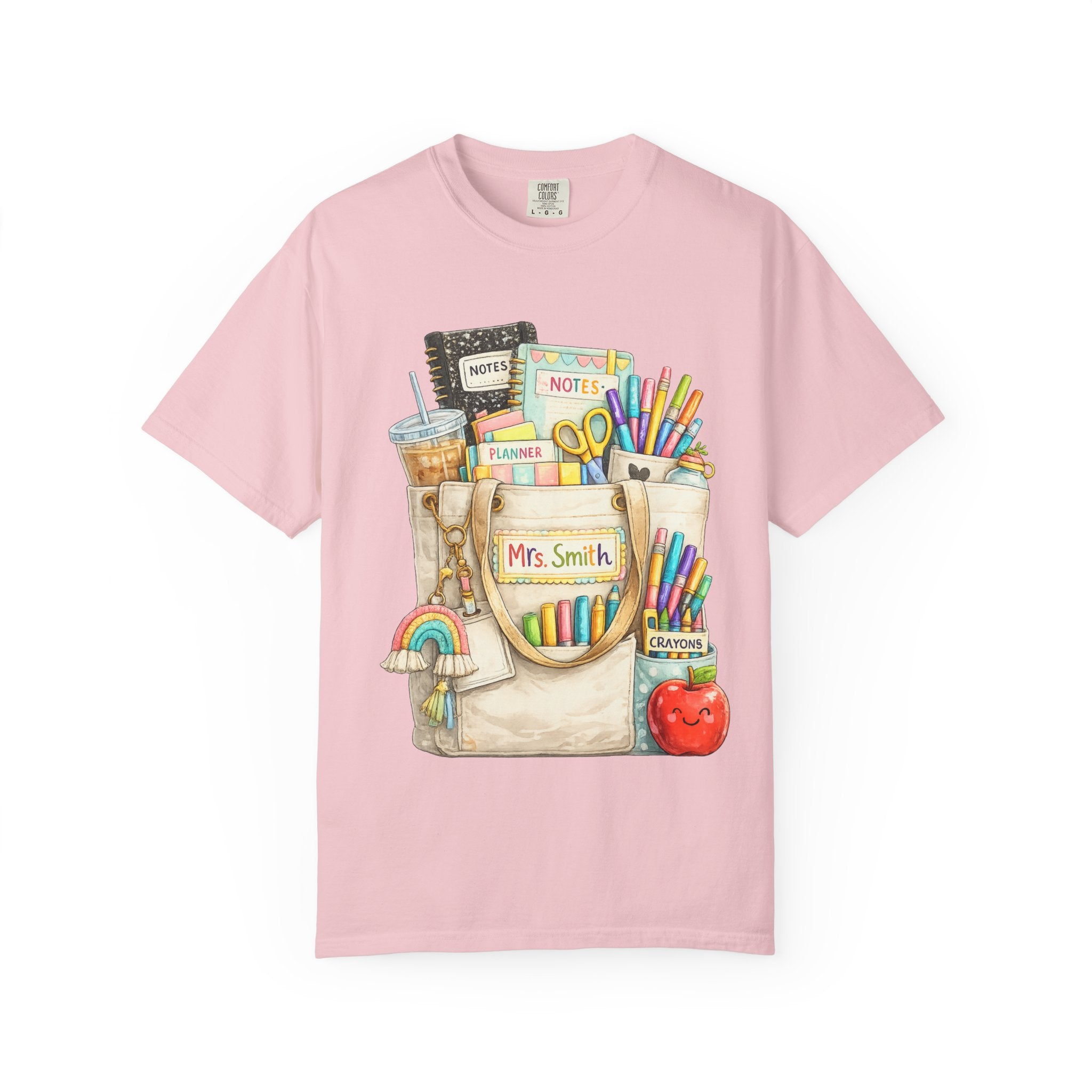 Teacher Pocket Art Tote of School Supplies T-shirt | Classroom Teacher Design